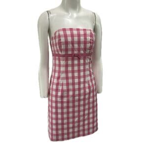 Lilly Pulitzer Pink White Gingham Strapless Mini Dress Sz 2 XS Preppy Coquette -